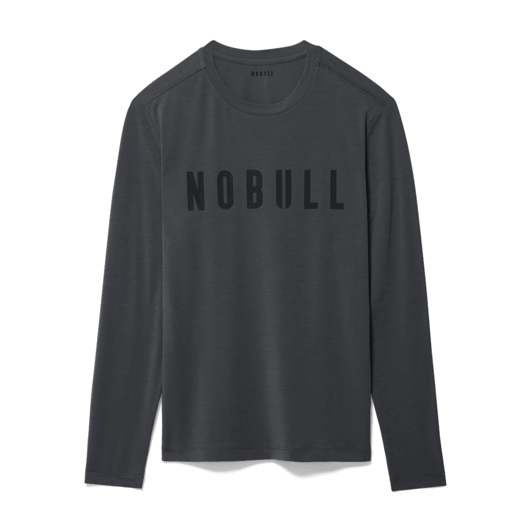 Nobull Project Pria Nobull Kaos Lengan Panjang Abu-abu Heather